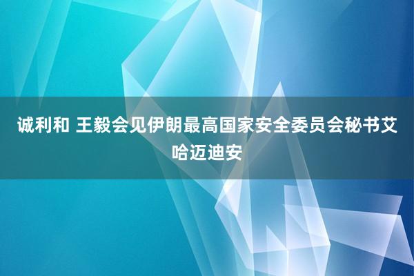 诚利和 王毅会见伊朗最高国家安全委员会秘书艾哈迈迪安